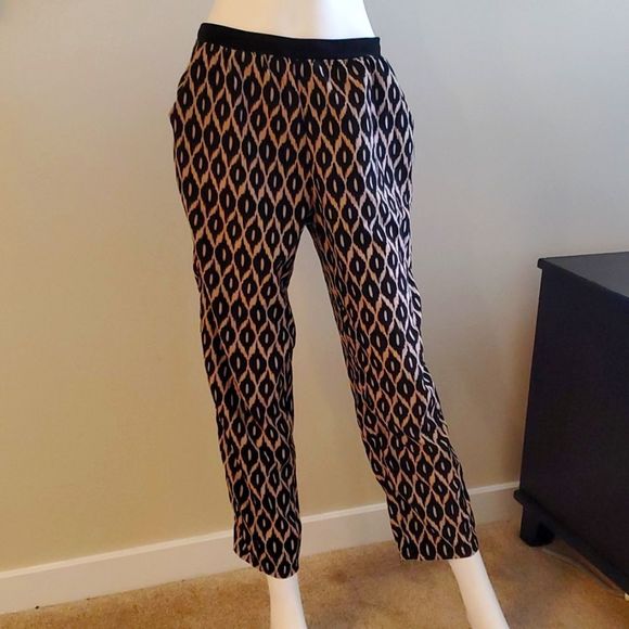 Poetry lounge pants, sliky, black and tan, M, great shape - Picture 1 of 6
